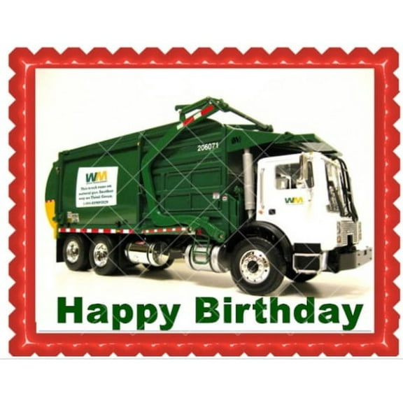 Trash Truck Image Edible Cake topper Frosting Sheet