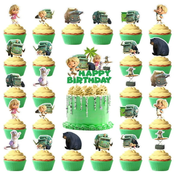 Trash Truck Party Decoratiom, 50 pcs Cake Decoration Trash Truck Party Supplies Cupcake Toppers cake decoration