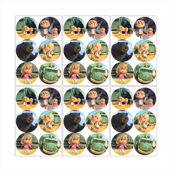 Trash Truck Stickers Labels Birthday Party Favors Thank You Themed Round Circle Baby Shower 60pcs