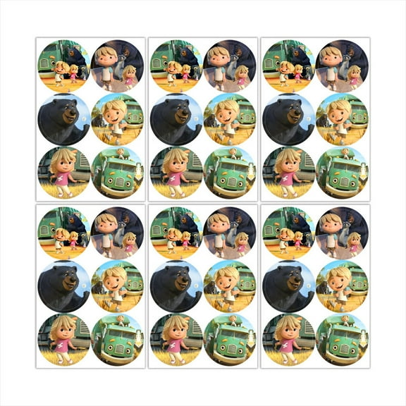 Trash Truck Stickers Party Favors Labels Birthday Thank You Themed Round Circle Baby Shower 60pcs