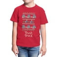 thumbnail image 1 of Trash Truck Sweater Stack Pattern Youth T Shirt (Red, XS-XL), 1 of 4
