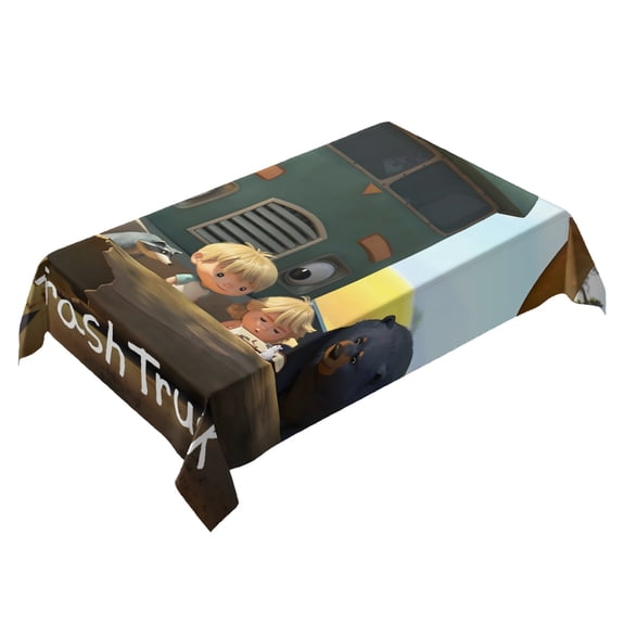 Trash Truck-theme square tablecloth has an iconic print, fits most tables, and is easy to care for perfect gifts for fans friends and family55" x 71"140*180cm