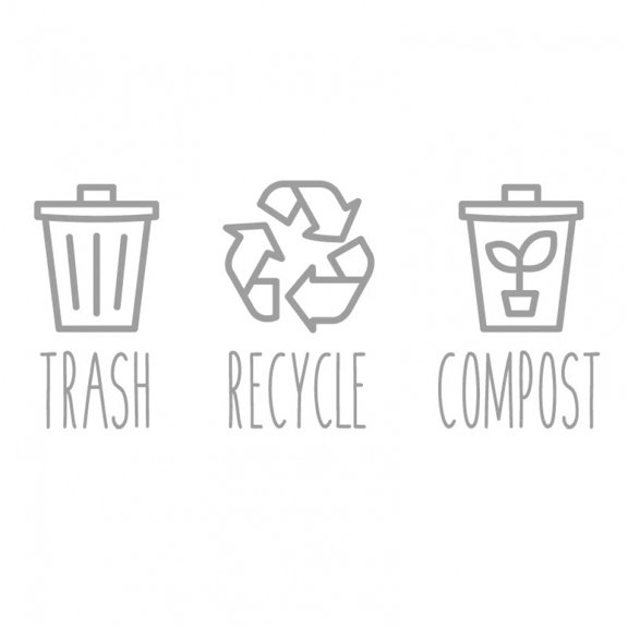 Trash and Recycle Rubbish Trash Can Wheelie Bin Vinyl Sticker Compost Decals Farmhouse Laundry Pantry Kitchen Organization Decal