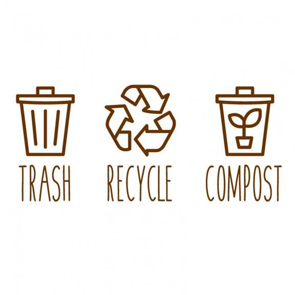 Trash and Recycle Rubbish Trash Can Wheelie Bin Vinyl Sticker Compost Decals Farmhouse Laundry Pantry Kitchen Organization Decal