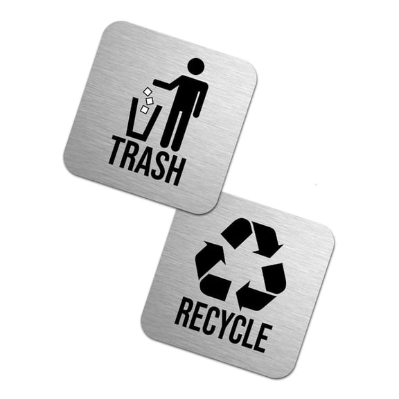 Trash and Recycle Stickers Outdoor Indoor Garbage Bin and Waste Basket Label for Home, Waste Management