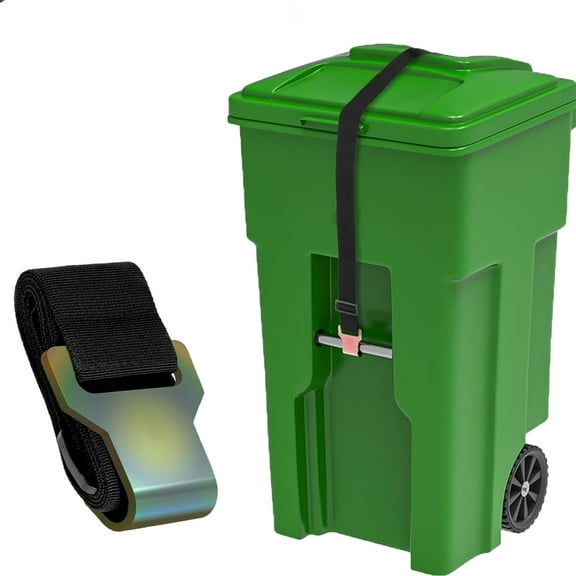 Trash can lid lock (raccoon-proof), bear-proof animal trash can lock, sturdy outdoor trash can bungee cord strap, trash can locking buckle for strong wind conditions - Black