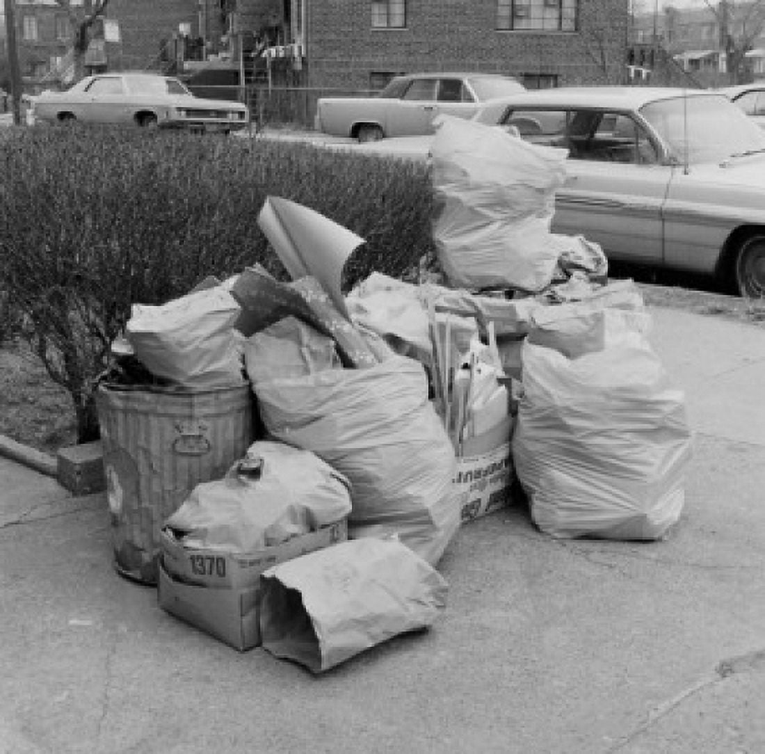 Trash pile on sidewalk Canvas Art - (24 x 36)