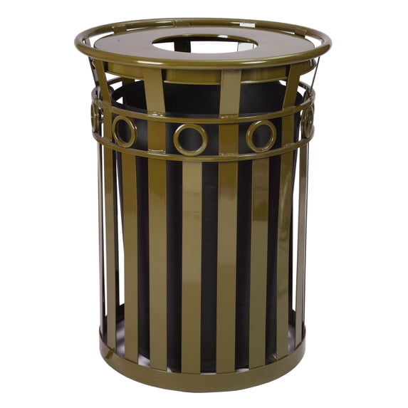 Trash receptacle and flat top lid Brown "Set of 1