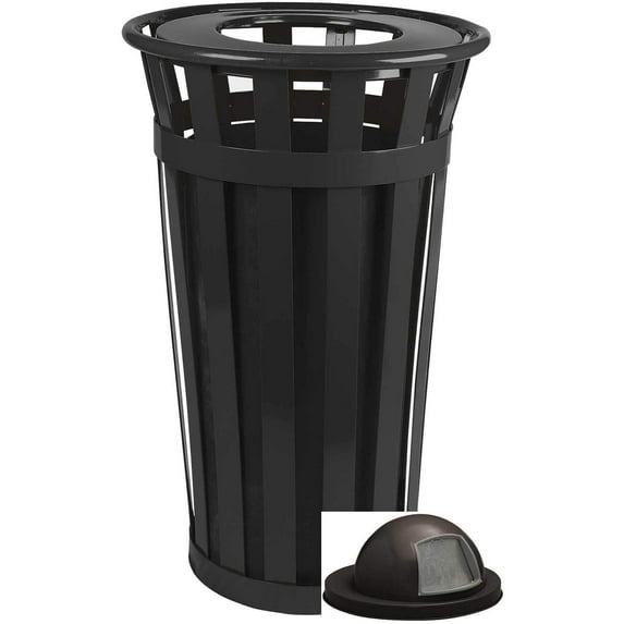 Trash receptacle with dome top Black "Set of 1