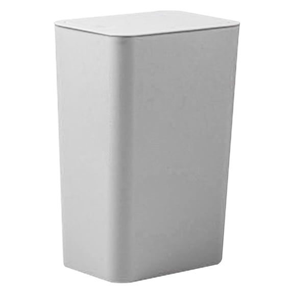 TrashAid Bathroom Trash Can, 2.6 Gallon / 10 Liter Small Garbage Can with Press Top Lid, Plastic Wastebasket with Pop-up Lid for Toilet, Office, Bedroom, Living Room, Gray