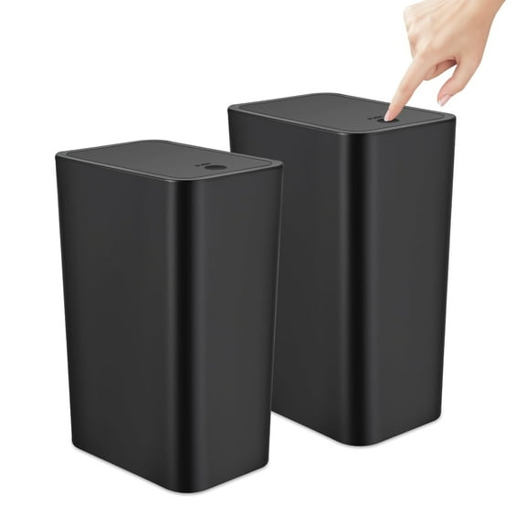TrashAid Bathroom Trash Can, 2.6 Gallon / 10 Liter Small Garbage Can with Press Top Lid, 2 Pack
