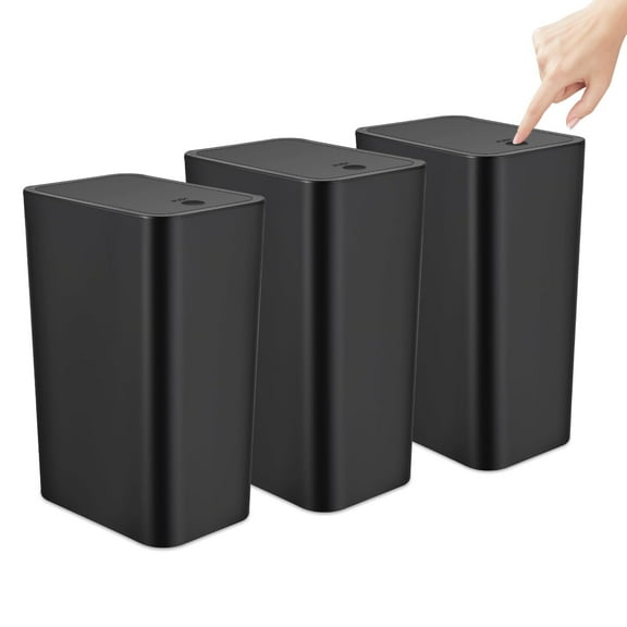 TrashAid Bathroom Trash Can, 2.6 Gallon / 10 Liter Small Garbage Can with Press Top Lid, 3 Pack