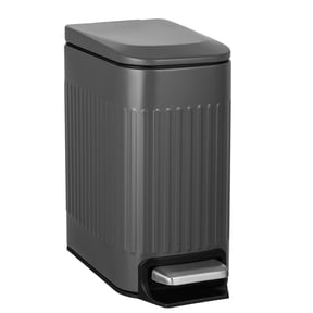 TrashAid 1.6 Gallon Bathroom Trash Can with Lid, Small Stainless Steel Garbage Bin, Gray