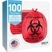 Trashanium Biohazard Bags 24x24 - 10 Gallon Red Bio Waste Bags, Leak-Proof, 100 Pack