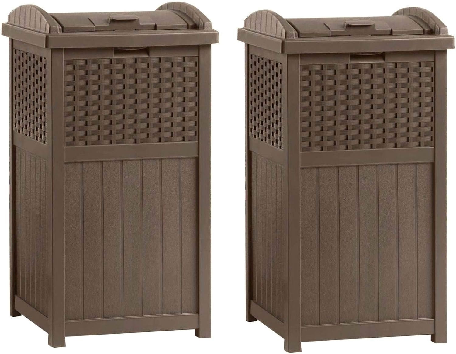 Trashcan Hideaway Outdoor Commercial 33 Gallon Resin Garbage Waste Bin with Lid and Manual Lift