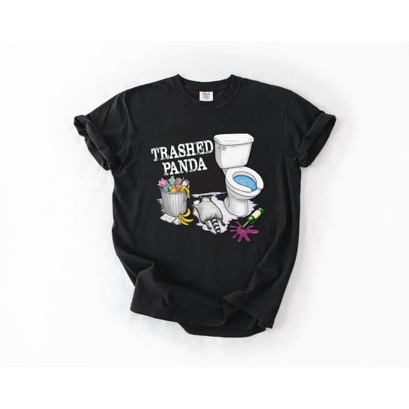 Trashed Panda Funny Drunk Animal T-Shirt, Trash Panda Gift, Party Animal Graphic Tee, Cute Animal Gift BLACK Unisex S-5XL Hot Trending Shirt, Vintage Birthday Gift