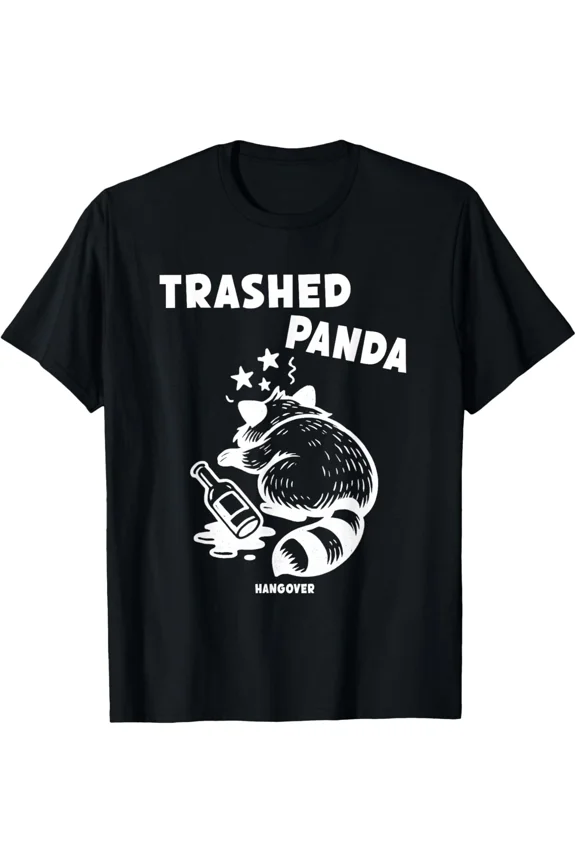 Trashed Panda Hangover Drunk Party Animal Humor Sarcastic Graphic Aesthetic Unisex T-Shirt ,up to size 5XL