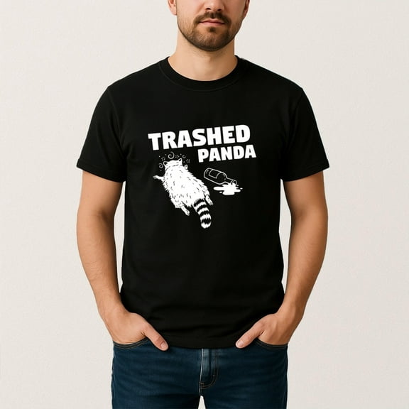 Trashed Panda Shirt, Hanover Drunk Raccoon “Trashed Panda” Funny Graphic T-Shirt Unisex All Size