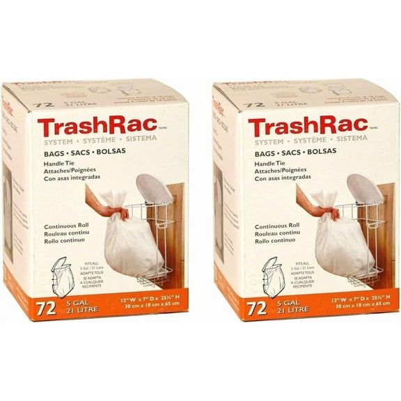 Trashrac 5 gal. Trash Bags Handle Tie - 72 Count (Pack of 2)