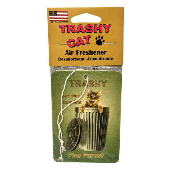 Trashy Cat Pine Scent Air Freshener, Hanging Car Accessory for Rearview Mirror, Compact, Stylish, Freshens Your Car with Vibrant Pine Aroma, Adds Luxury, Fun to Daily Commute