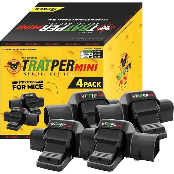 TRATPER Covered Tunnel Snap Mouse Trap, 4 Pack - No-Touch, Pet-Safe, Indoor & Outdoor