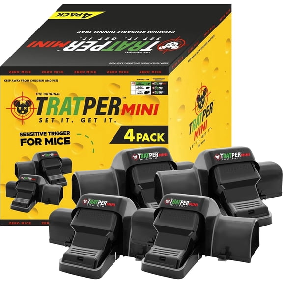 TRATPER Covered Tunnel Snap Mouse Trap, 4 Pack - No-Touch, Pet-Safe, Indoor & Outdoor