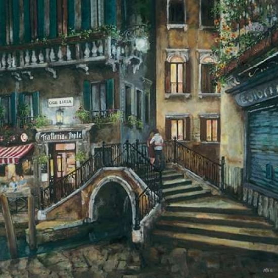Trattoria al Ponte Venice Canvas Art - Melissa Sturgeon (24 x 24)