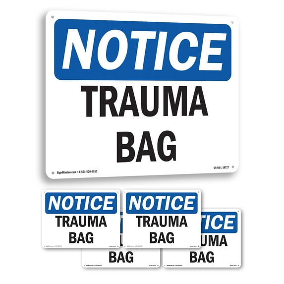 Trauma Bag OSHA Notice Rigid Plastic Sign 10 Inch x 7 Inch - 5 Pack