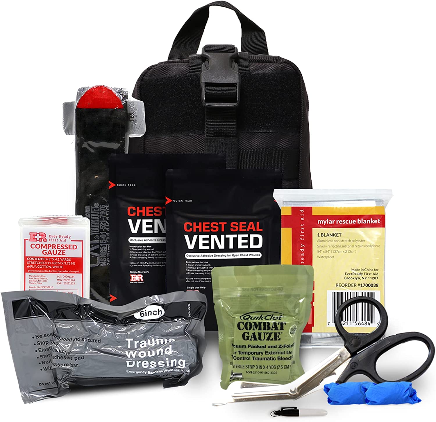 Trauma IFAK Kit Feat. CAT Tourniquet, Quikclot Gauze & Chest Seals