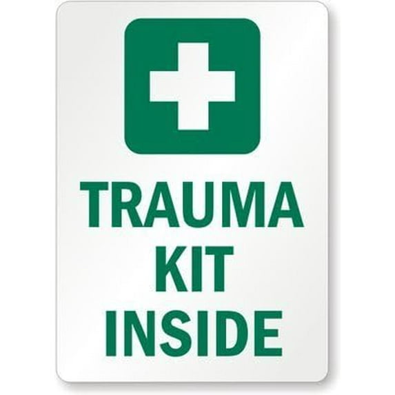 Trauma Kit Inside (with First Aid Symbol), Tin Sign Metal Sign, 12 x 8 Inches