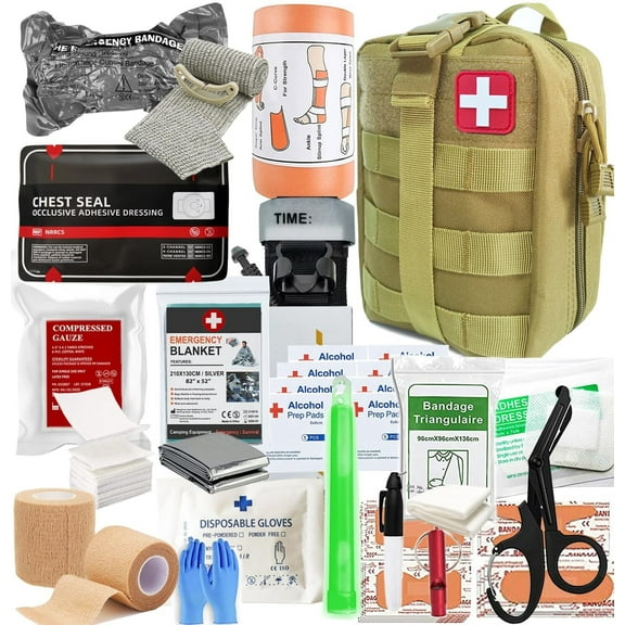 Trauma Refill Kit Med Pack | Vented Chest Seal | Israeli Bandage | Tourniquet-12 | Splint | Compressed Gauze | Bandages | First Aid Kit EMT Bleeding Control Pack for Camping Hiking
