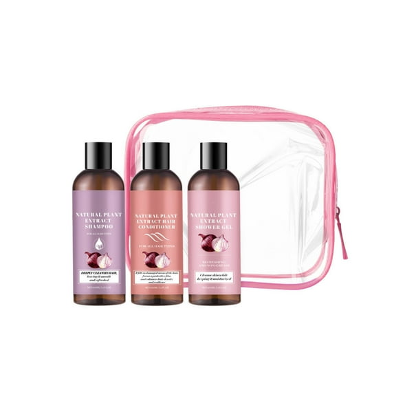 Travel 3-Piece Set Shampoo Conditioner And Shower Gel For All Hair Types