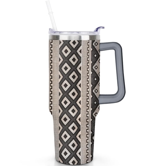 Travel 40oz Boho Tumblers Vacuum Insulated Bohemia Tumbler with Handle Flip Straw Lid Leak Proof Stainless Steel Lids Straws