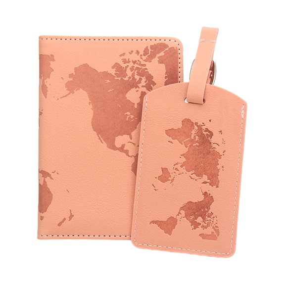 Travel Accessories Set World Map PU Holder Cover Case and Luggage Label Stay Organized on Your Journeys