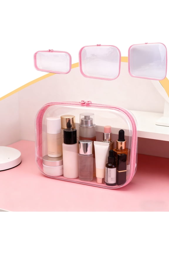 Travel Accessories Storage Bag Set 1PC,Expandable Packing Organizer Water-Resistant Compartments for Toiletries & Cosmetics, Maximize Luggage Space, Ideal for Weekend Trips(Pink)