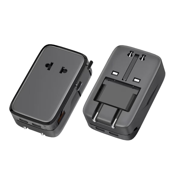 Travel Adapter, 5-Port Power Adapter with 2 USB-C, 2 USB-A, 1 2-Pin AC Socket, Smart Temperature Control, Works in 200+ Countries, Not a Voltage Converter, Compact for Travel (1-Pack)