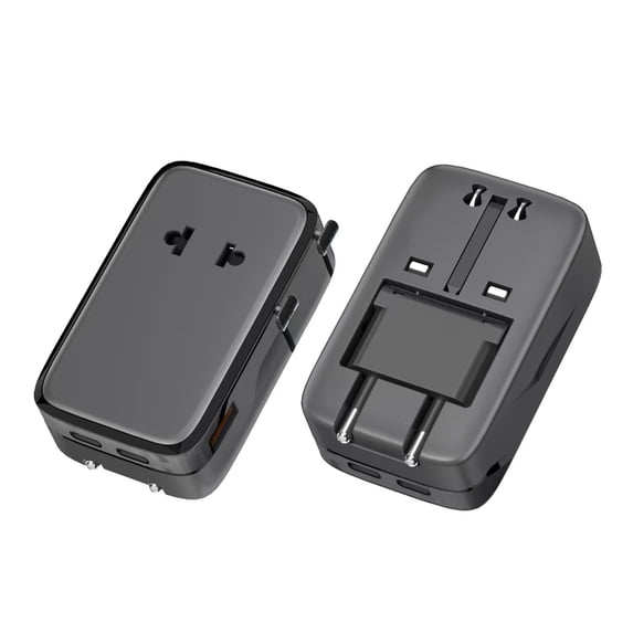 Travel Adapter, 5-Port Power Adapter with 2× USB-C, 2× USB-A, 1× 2-Pin AC Socket, Smart Temperature Control, Works in 200+ Countries, Not a Voltage Converter, Compact for Travel (1-Pack)