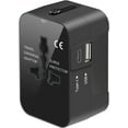 thumbnail image 1 of Travel Adapter, Worldwide All in One Universal Travel Adaptor AC Power Plug Adapter Wall Charger with USB-C and USB-A Charging Ports for USA EU UK AUS Black, 1 of 7