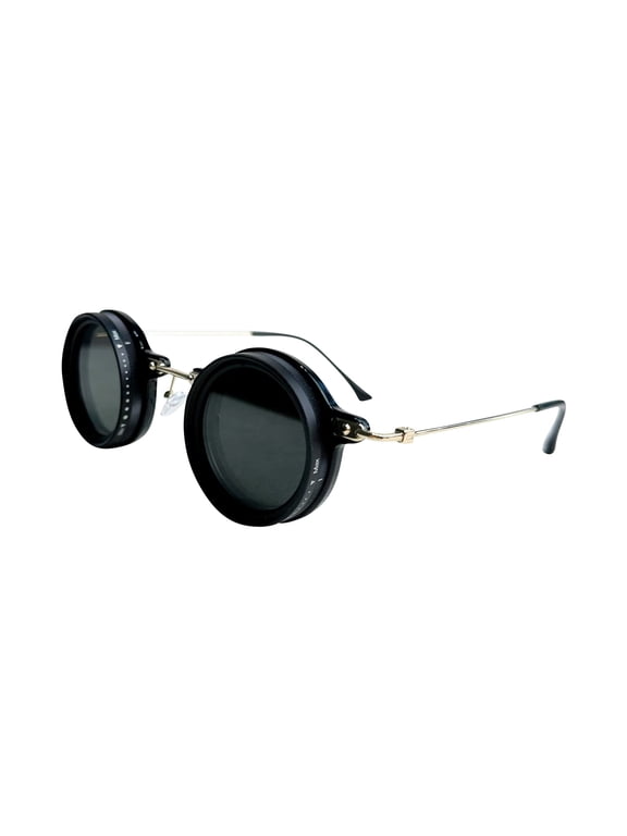 Polarized Circular Beach Shades Sunglasses, Black