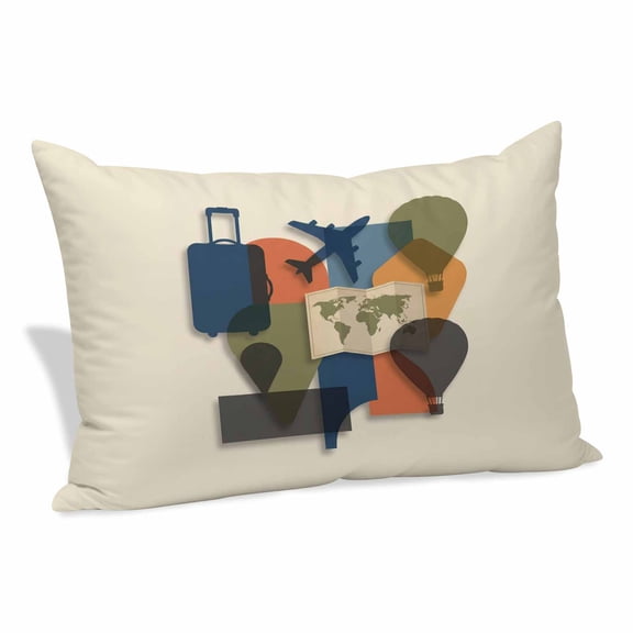Travel Adventure Pillow Covers 12"x20", Modern Maps Luggage Hot Balloons Soft Brushed Microfiber Breathable Throw Pillow Covers, Decorative Pillowcase with Zipper for Couch Sofa Bedroom Living Room