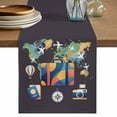 thumbnail image 1 of Travel Adventure Table Runner, Abstract Art Maps Suitcase Hot Balloons Washable Cotton Linen Table Runners 90 Inches Long, Dresser Scarf Runner for Dining/Coffee/Kitchen/Hallway Tables 13''x90'', 1 of 9