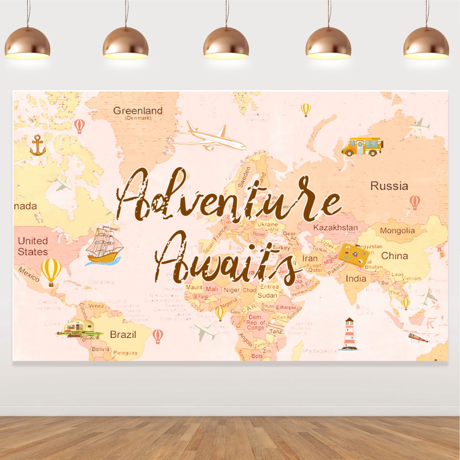 Photo Backdrop Let The Adventure Begin Backdrop - 6x4ft Travel World Map Photography Background World Map Photo Background