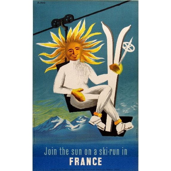 Travel Agency Art Ski France Art Poster Metal Sign 8inx 12in Print on Metal 8x12 Square Adults AB Posters