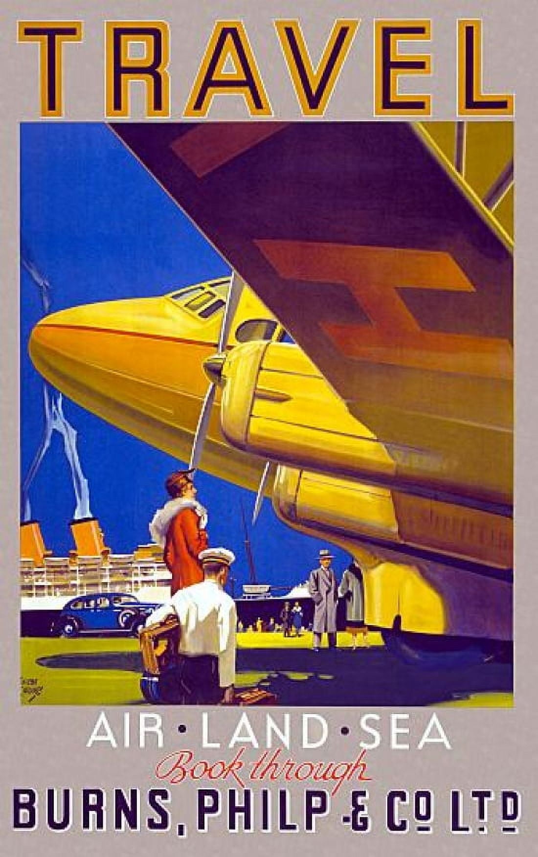 Travel Air Land Sea Vintage Travel Canvas Art - (36 x 54)