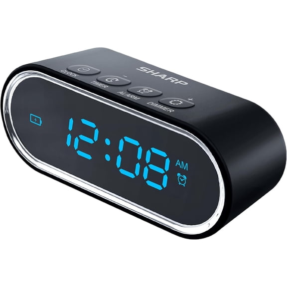 Travel Alarm Clock with Rechargeable Mini Power Bank Portable Digital Alarm Clock with Countdown Timer, Adjustable Brightness, USB-C Emergency Phone Charger