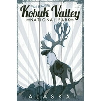 "Travel Alaska" Painting Print on White Wood