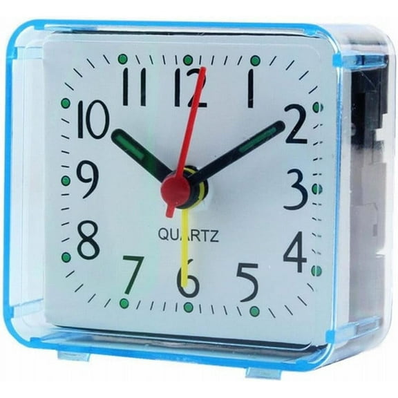 Travel Analog Alarm Clock, Ultra Small Clock Bedside Small Alarm Clock Quartz Battery Operated Wake Up With Beeping Sound(blue)