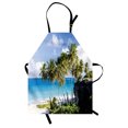 thumbnail image 1 of Travel Apron Caribbean Island Overlook with Palm Tree and Ocean Exotic Travel Destination Print, Unisex Kitchen Bib Apron with Adjustable Neck for Cooking Baking Gardening, Cream Blue, by Ambesonne, 1 of 3