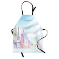 thumbnail image 1 of Travel Apron Sky Blue Backgrounded Image of European Cities Landmarks Colorful Artwork Print, Unisex Kitchen Bib Apron with Adjustable Neck for Cooking Baking Gardening, Multicolor, by Ambesonne, 1 of 3