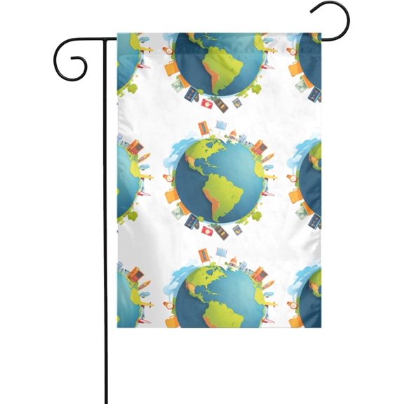 Travel Around The World With Dreams Prints Garden Flag 12x18 Inch Durable Outdoor Layer, Fade-Resistant Garden Throw for Year-Round Charm